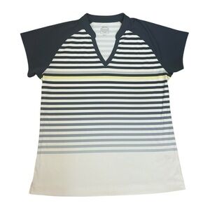 ♥️Slazenger Women’s Blue & White V-neck Short Sleeve Athletic Golf Polo Sz Large